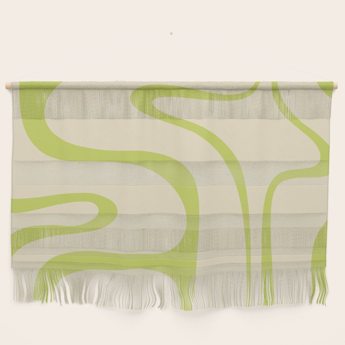 Copacetic Retro Abstract in Light Lime Linden Green and Cream Beige Wall Hanging Gallery Image 1
