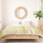 Copacetic Retro Abstract in Light Lime Linden Green and Cream Beige Duvet Cover Gallery Image 3