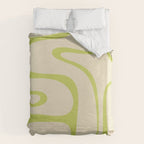 Copacetic Retro Abstract in Light Lime Linden Green and Cream Beige Duvet Cover Gallery Image 6