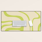 Copacetic Retro Abstract in Light Lime Linden Green and Cream Beige Desk Mat Gallery Image 1