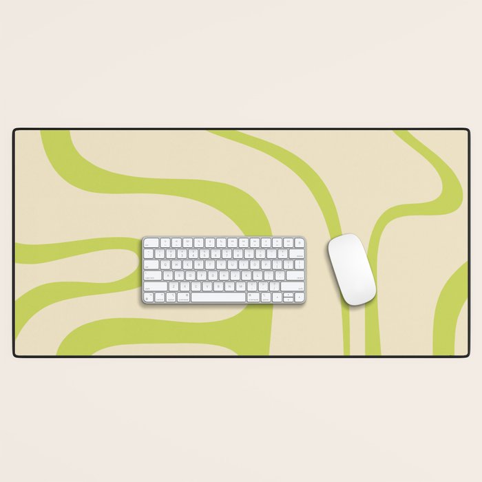 Copacetic Retro Abstract in Light Lime Linden Green and Cream Beige Desk Mat Gallery Image 1