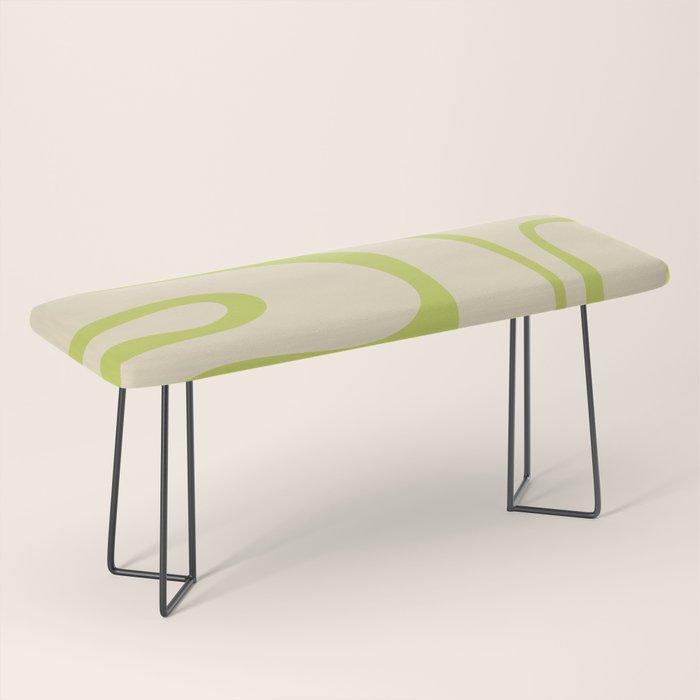 Copacetic Retro Abstract in Light Lime Linden Green and Cream Beige Bench Gallery Image 1