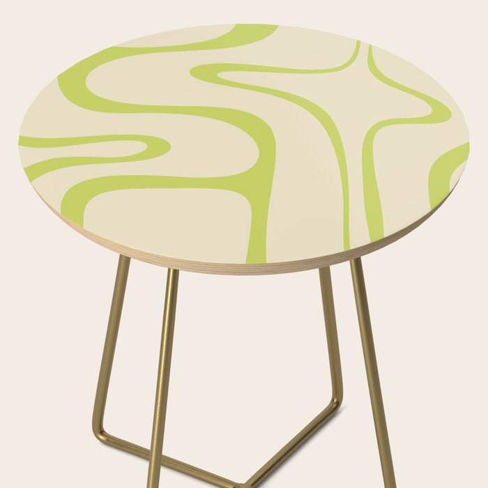 Copacetic Retro Abstract in Light Lime Linden Green and Cream Beige Side Table Gallery Image 2