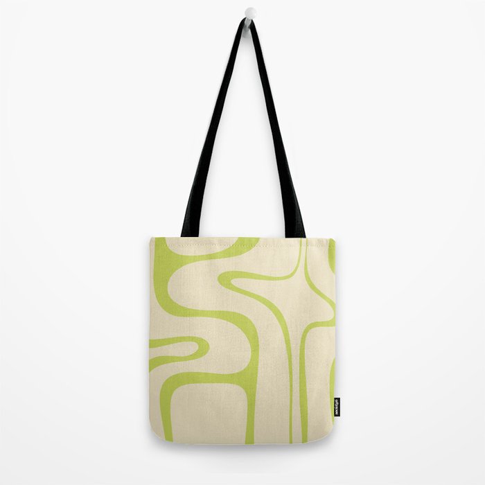Copacetic Retro Abstract in Light Lime Linden Green and Cream Beige Tote Bag Gallery Image 2