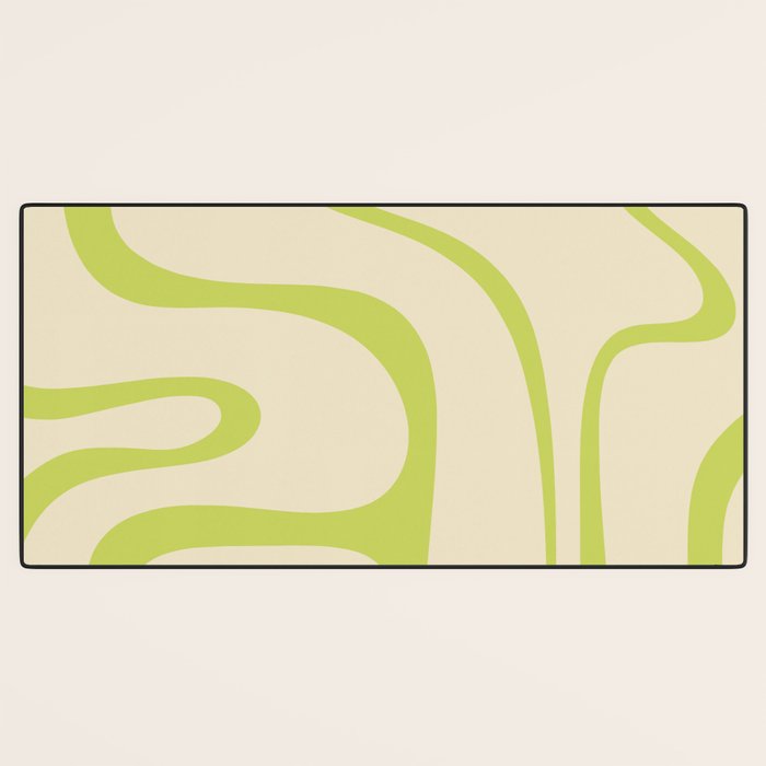 Copacetic Retro Abstract in Light Lime Linden Green and Cream Beige Desk Mat Gallery Image 3