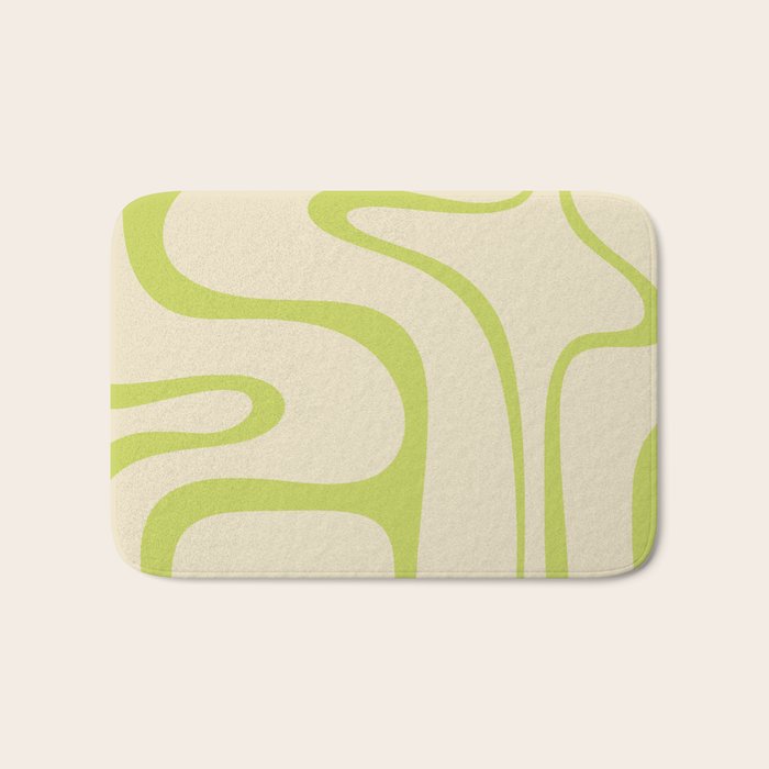 Copacetic Retro Abstract in Light Lime Linden Green and Cream Beige Bath Mat Gallery Image 1