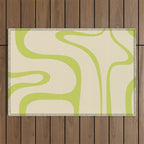 Copacetic Retro Abstract in Light Lime Linden Green and Cream Beige Outdoor Rug Gallery Image 1