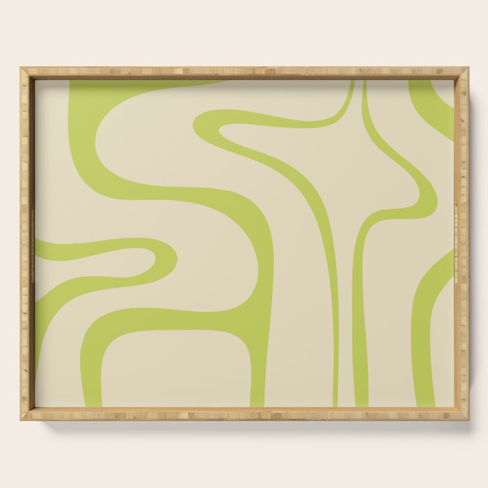 Copacetic Retro Abstract in Light Lime Linden Green and Cream Beige Serving Tray Gallery Image 1