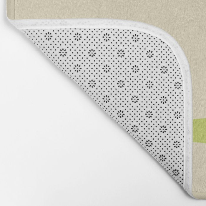 Copacetic Retro Abstract in Light Lime Linden Green and Cream Beige Bath Mat Gallery Image 2