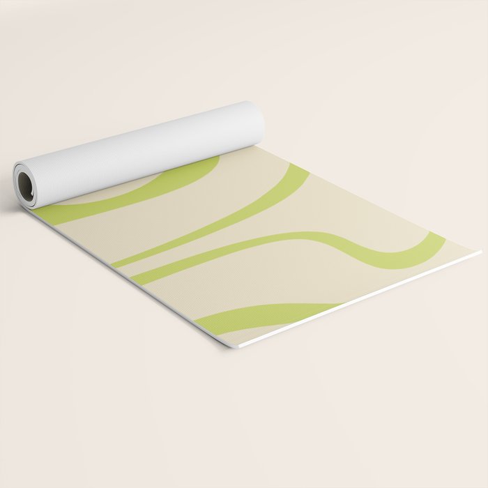 Copacetic Retro Abstract in Light Lime Linden Green and Cream Beige Yoga Mat Gallery Image 2