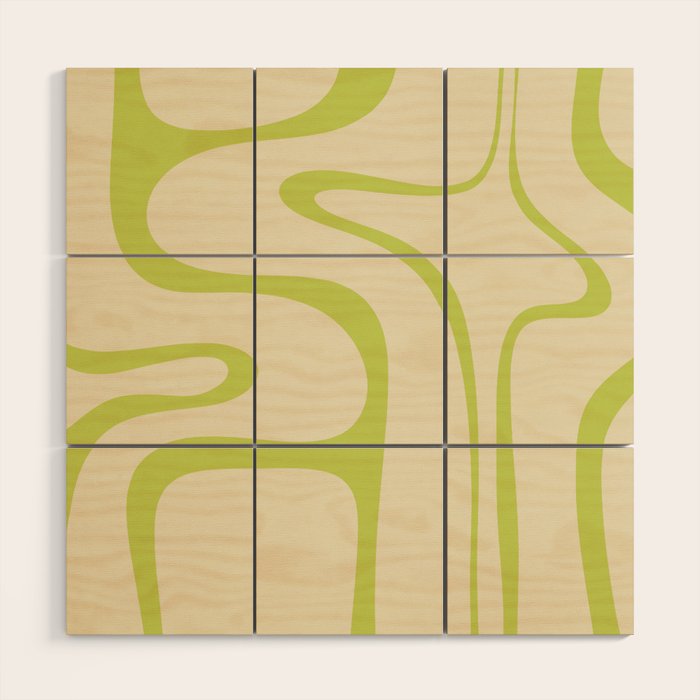 Copacetic Retro Abstract in Light Lime Linden Green and Cream Beige Wood Wall Art Gallery Image 1