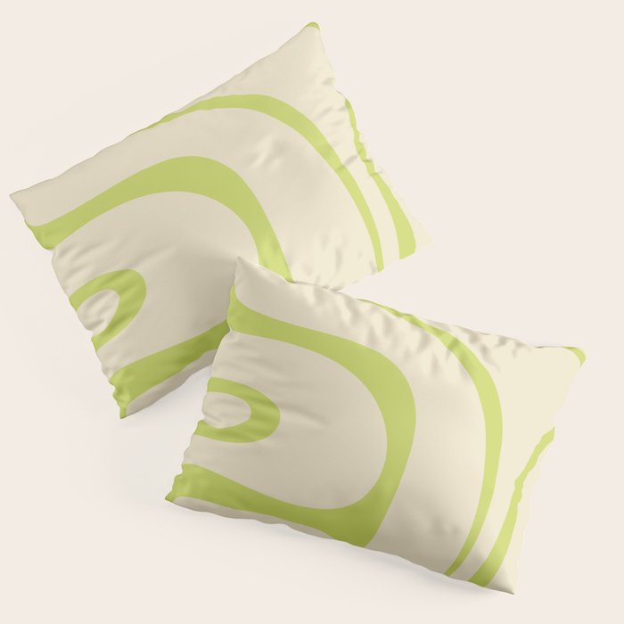 Copacetic Retro Abstract in Light Lime Linden Green and Cream Beige Pillow Sham Gallery Image 3