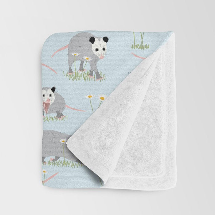 Opossums and Daisies Throw Blanket Gallery Image 3