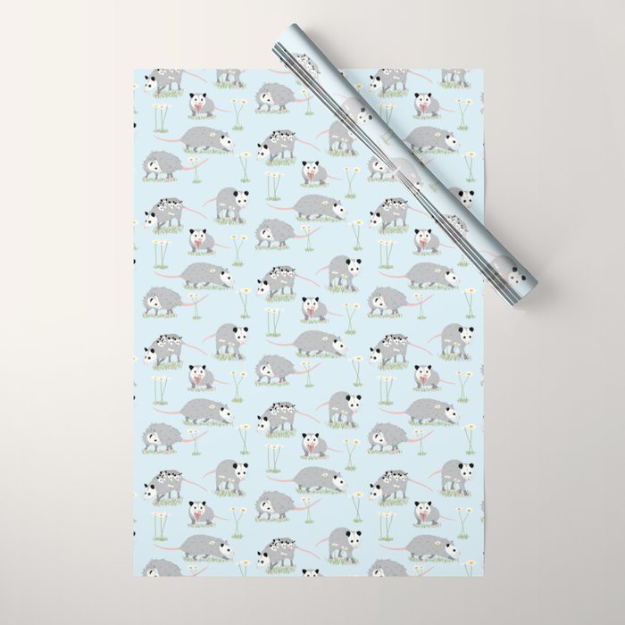 Opossums and Daisies Wrapping Paper Gallery Image 1