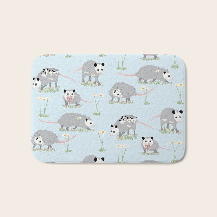 Opossums and Daisies Bath Mat Gallery Image 1