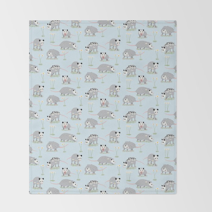 Opossums and Daisies Throw Blanket Gallery Image 2