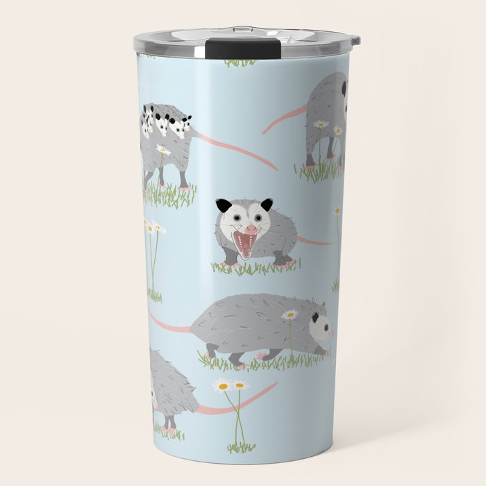 Opossums and Daisies Travel Mug Gallery Image 1