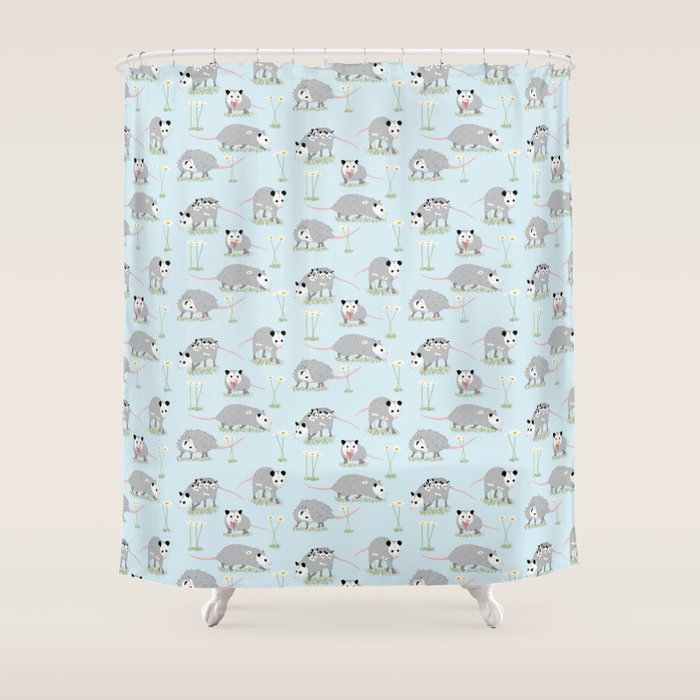Opossums and Daisies Shower Curtain Gallery Image 1