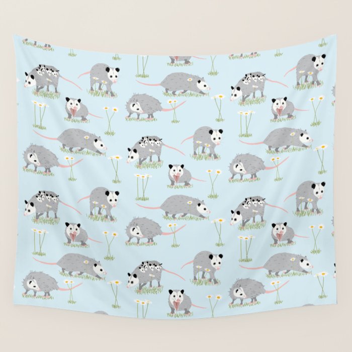 Opossums and Daisies Wall Tapestry Gallery Image 1
