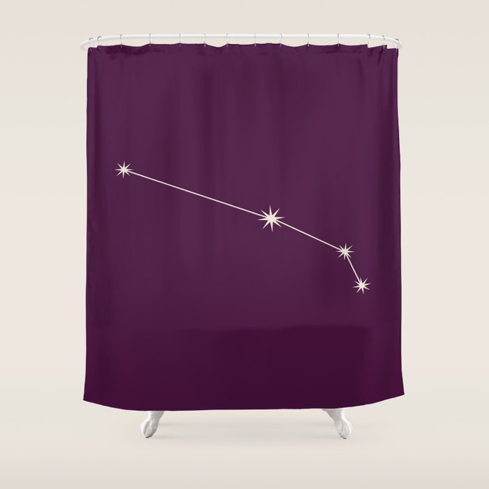 Aries Zodiac Star Constellation Line Art Plum Purple Shower Curtain Gallery Image 1