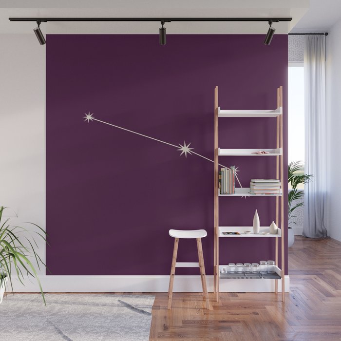 Aries Zodiac Star Constellation Line Art Plum Purple Wall Mural Gallery Image 1