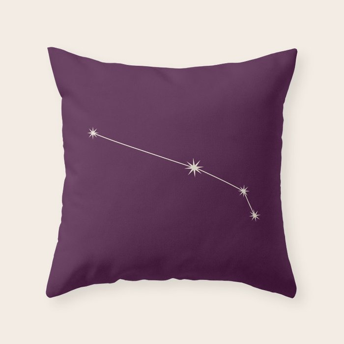 Aries Zodiac Star Constellation Line Art Plum Purple Throw Pillow Gallery Image 6