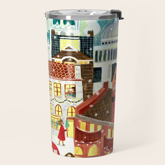 London city lights in the snow Travel Mug Gallery Image 2