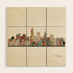 cleveland ohio skyline Wood Wall Art Gallery Image 1