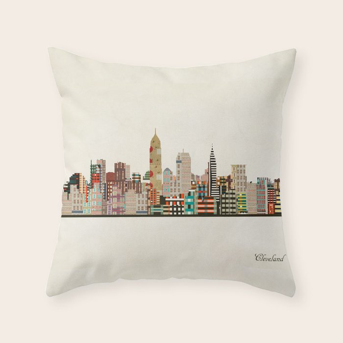 cleveland ohio skyline Throw Pillow Gallery Image 6