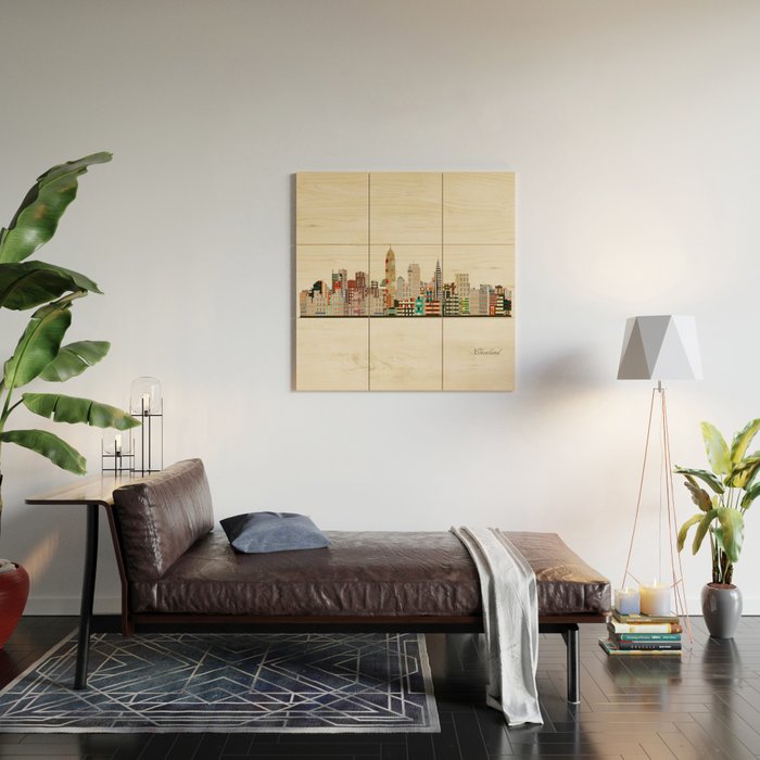 cleveland ohio skyline Wood Wall Art Gallery Image 2
