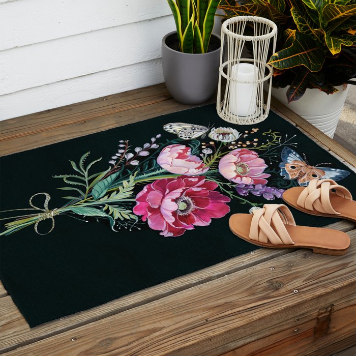 Butterfly Floral Bouquet Outdoor Rug Gallery Image 2