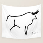 Picasso - Bull 1952 Artwork, Animals Line Sketch, Prints, Posters, Bags, Tshirts, Men, Women, Kids Wall Tapestry Gallery Image 4