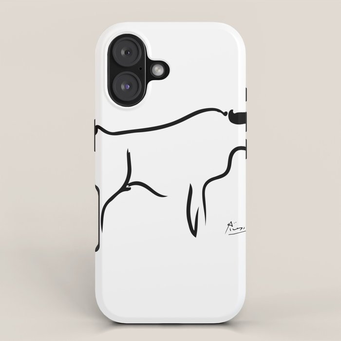 Picasso - Bull 1952 Artwork, Animals Line Sketch, Prints, Posters, Bags, Tshirts, Men, Women, Kids iPhone Case Gallery Image 1