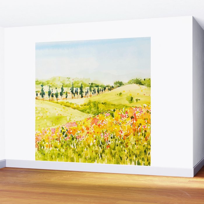 Watercolor Landscape Wall Mural Gallery Image 2