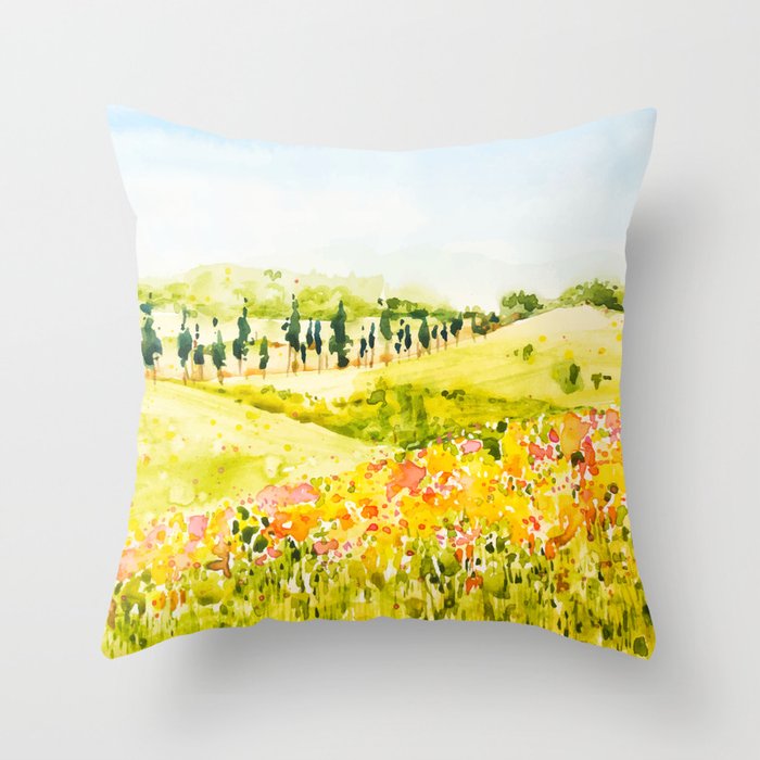 Watercolor Landscape Throw Pillow Gallery Image 6