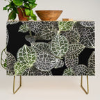Elegant leaf skeleton foliage on black Credenza Gallery Image 1