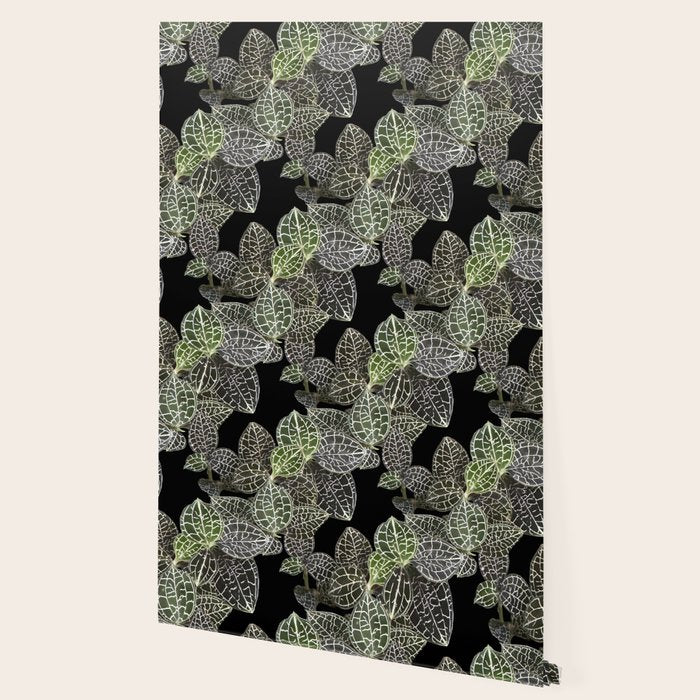 Elegant leaf skeleton foliage on black Wallpaper Gallery Image 2