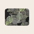 Elegant leaf skeleton foliage on black Bath Mat Gallery Image 1