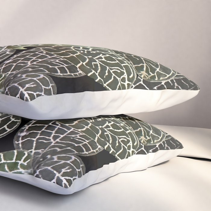 Elegant leaf skeleton foliage on black Pillow Sham Gallery Image 3