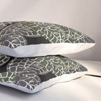 Elegant leaf skeleton foliage on black Pillow Sham Gallery Image 3