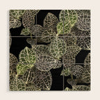 Elegant leaf skeleton foliage on black Wood Wall Art Gallery Image 1
