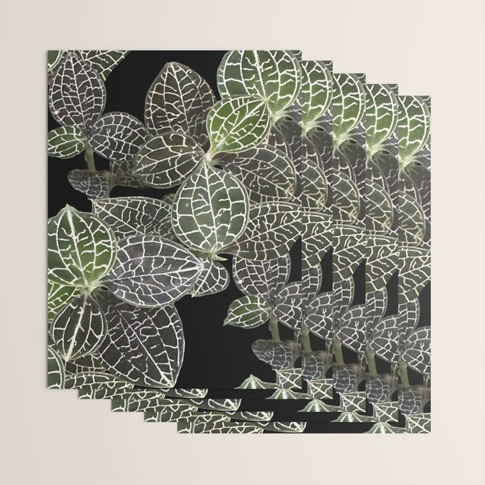 Elegant leaf skeleton foliage on black Wrapping Paper Gallery Image 3