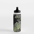 Elegant leaf skeleton foliage on black Water Bottle Gallery Image 3
