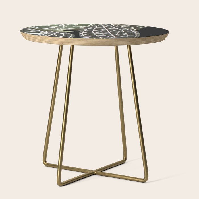 Elegant leaf skeleton foliage on black Side Table Gallery Image 1