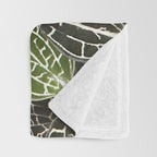 Elegant leaf skeleton foliage on black Throw Blanket Gallery Image 3