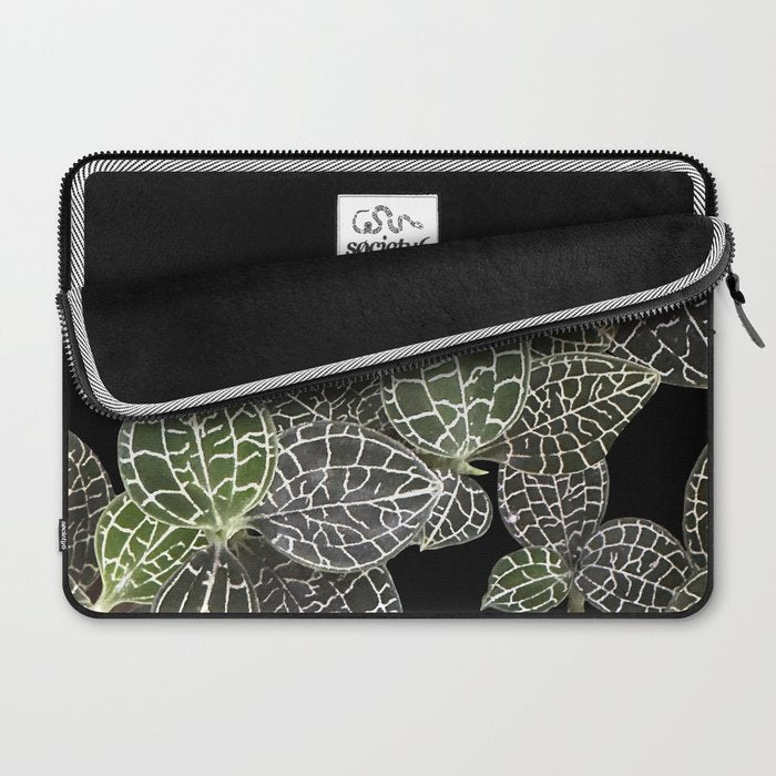 Elegant leaf skeleton foliage on black Laptop Sleeve Gallery Image 2