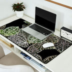 Elegant leaf skeleton foliage on black Desk Mat Gallery Image 2