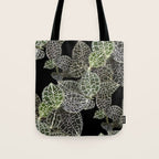 Elegant leaf skeleton foliage on black Tote Bag Gallery Image 1