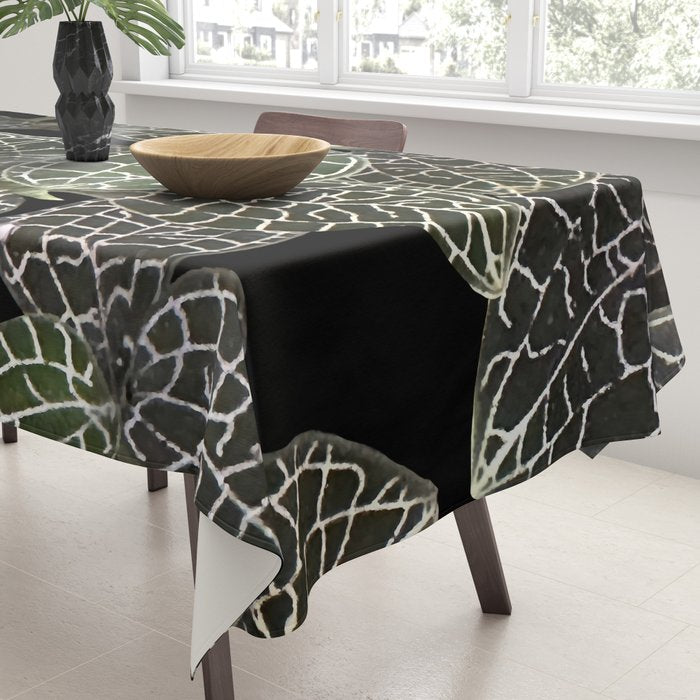 Elegant leaf skeleton foliage on black Tablecloth Gallery Image 3