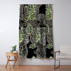 Elegant leaf skeleton foliage on black Window Curtain Gallery Image 5